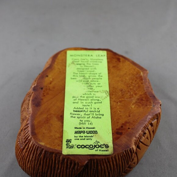 Vintage Tiki Ashtray - Monstera Leaf by Coco Joe - Hapa Wood Tagged - Picture 6 of 6